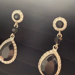 Elegant Black and Silver Drop Earrings